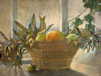Fruit and Leaves in a Basket